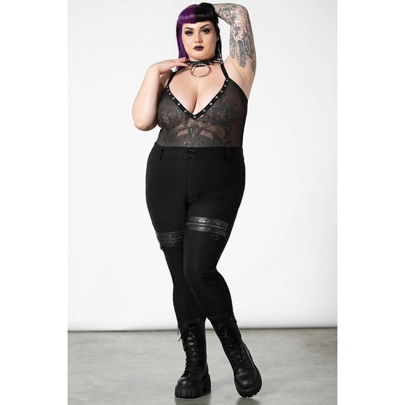 Killstar Womens Dark Forces Bodysuit 3XL 3X Black Baphomet Sheer Plus Size NWT - Picture 2 of 5
